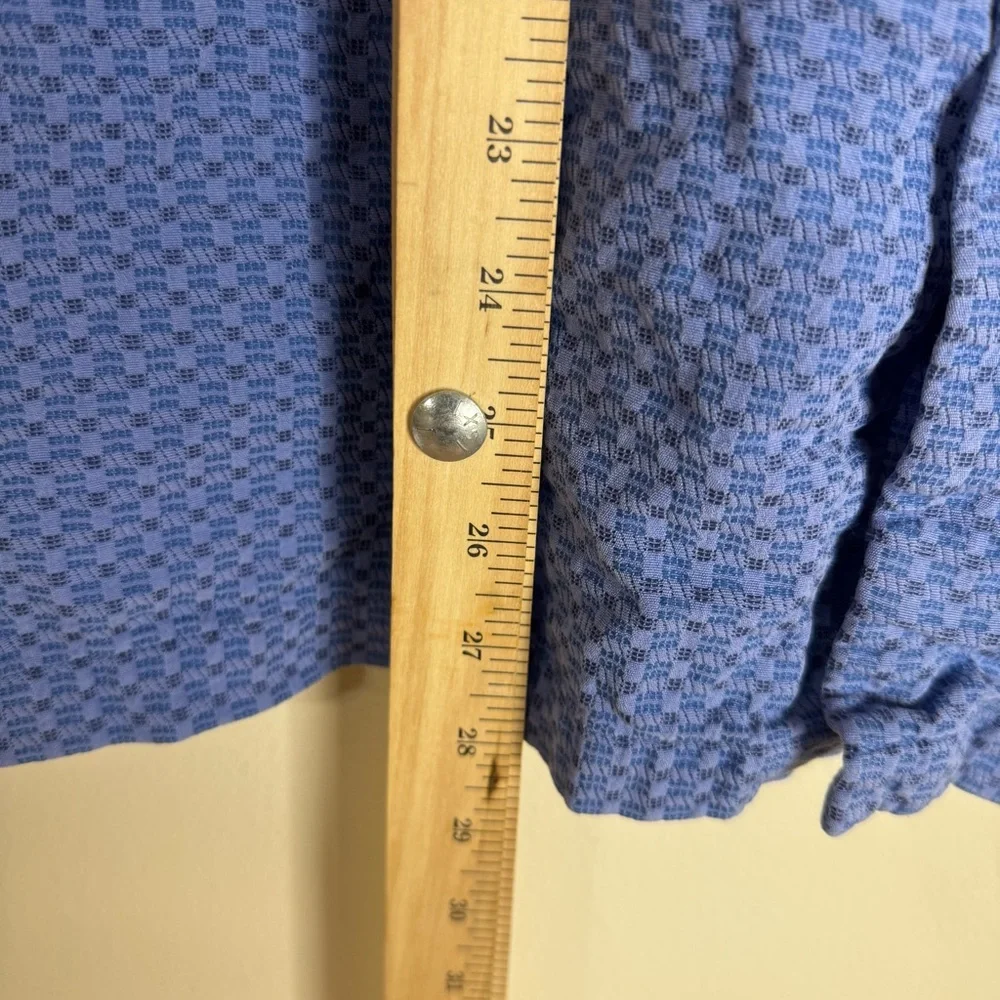 Tommy Bahama Shirt Mens L silk cotton Blue Hawaiian Button Up Short Sleeve